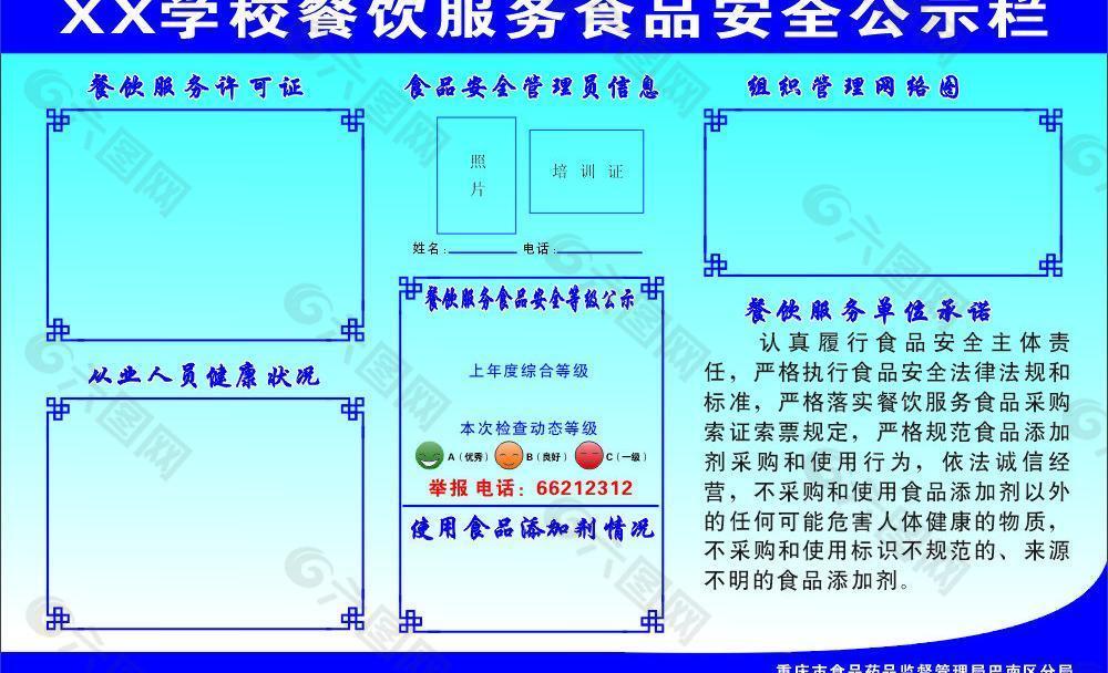 学校餐饮服务食品安全公示栏图片